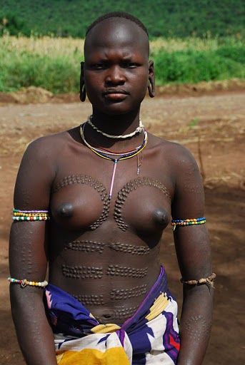 Black african girl in a pant naked
